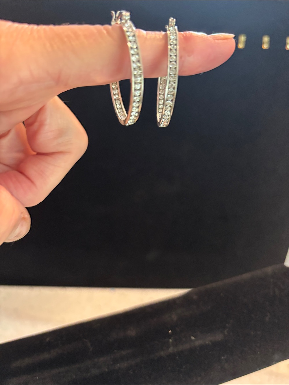 925 Sterling Silver CZ Hoops Earrings